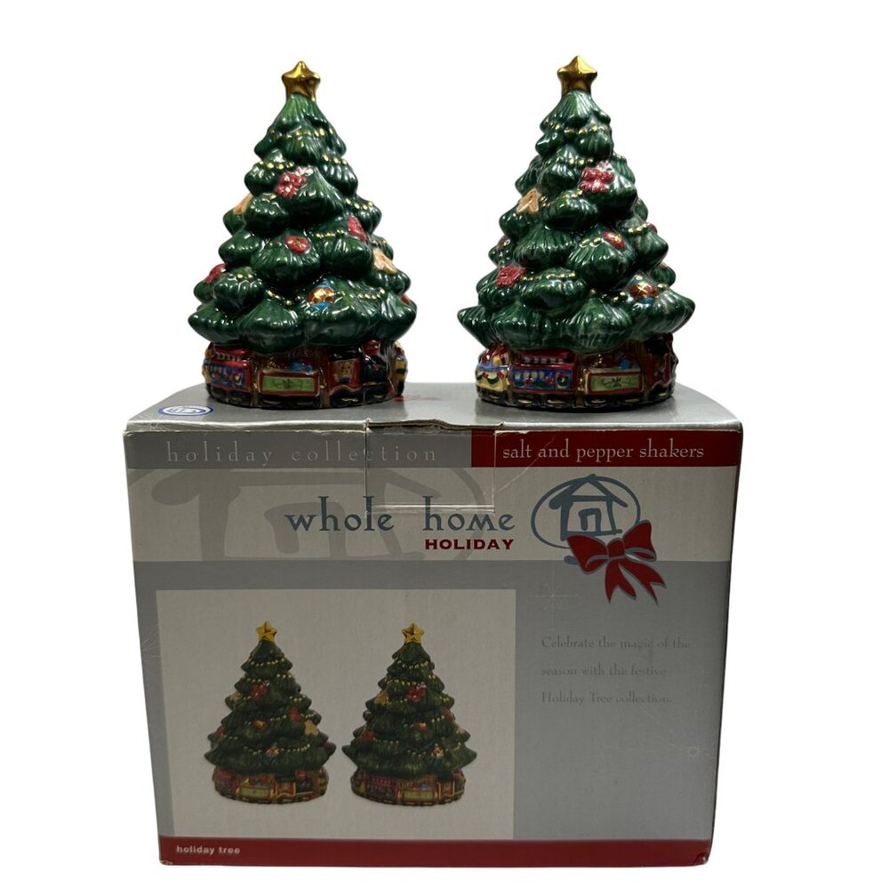 Holiday Tree Ceramic Salt & Pepper Shakers Whole Home Holiday Collection - Picture 4 of 5